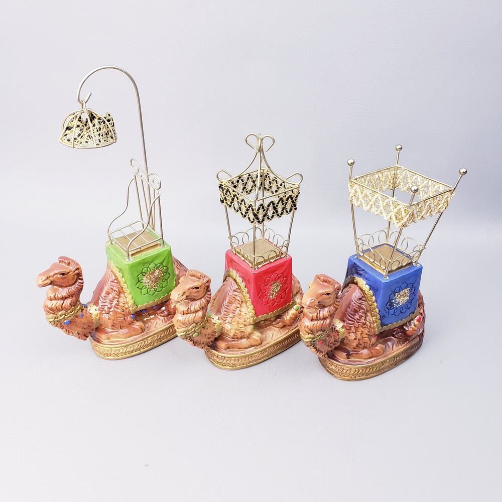 Set of 3 Kurt Adler Camels Japan Christmas Nativity Paper Mache Plaster MCM 1969